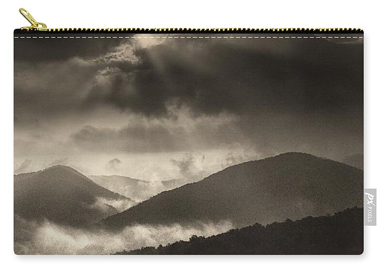 Wolf Rock Zip Pouch featuring the photograph Wolf Rock at Stone Mountain State Park by John Harmon