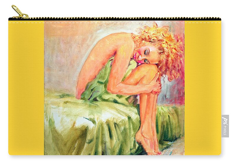 Sher Nasser Artist Zip Pouch featuring the painting Woman In Blissful Ecstasy by Sher Nasser Artist