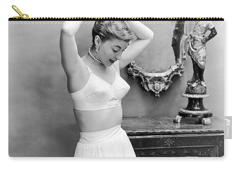 Woman Models Bullet Bra Zip Pouch by Underwood Archives - Fine Art America