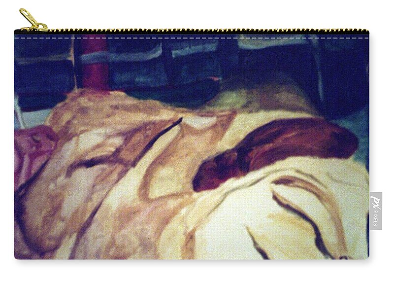 Woman Zip Pouch featuring the painting Woman Napping on a Couch by Shea Holliman
