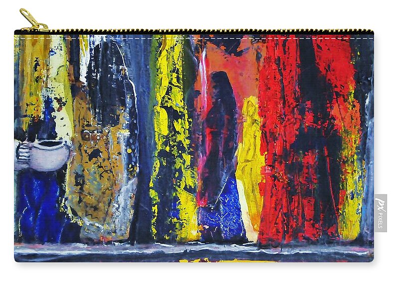 Woman Zip Pouch featuring the painting Women in Ceremony by Kicking Bear Productions