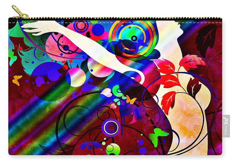 Amaze Zip Pouch featuring the mixed media Wondrous At The End Of The Rainbow by Angelina Tamez