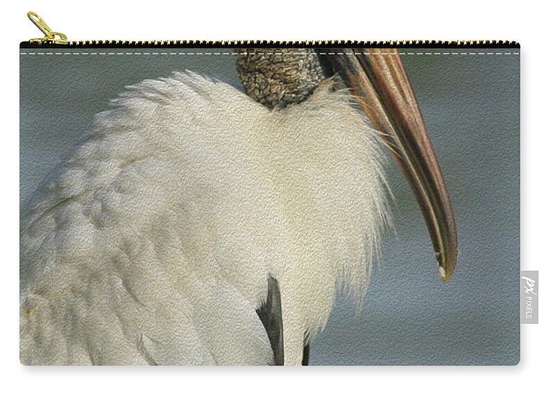 Wood Stork Zip Pouch featuring the photograph Wood Stork in Oil by Deborah Benoit