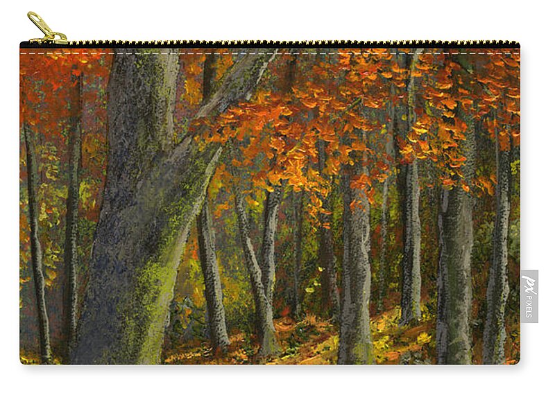 Wooded Road Zip Pouch featuring the painting Wooded Road by Frank Wilson