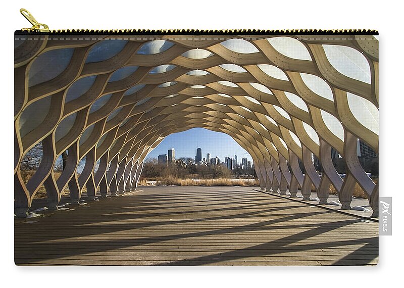 Wooden Arch Zip Pouch featuring the photograph Wooden Arch in late afternoon sun by Sven Brogren