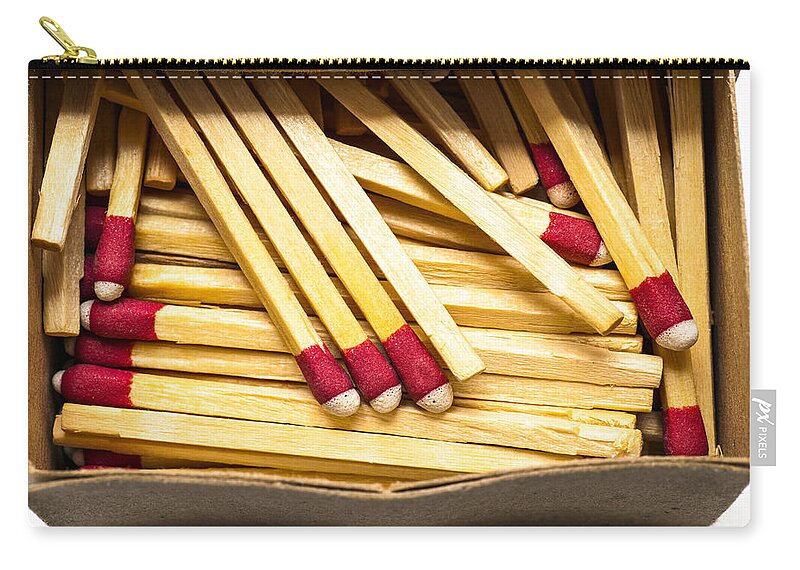 Wooden Stick Matches In Box Zip Pouch by Donald Erickson - Fine