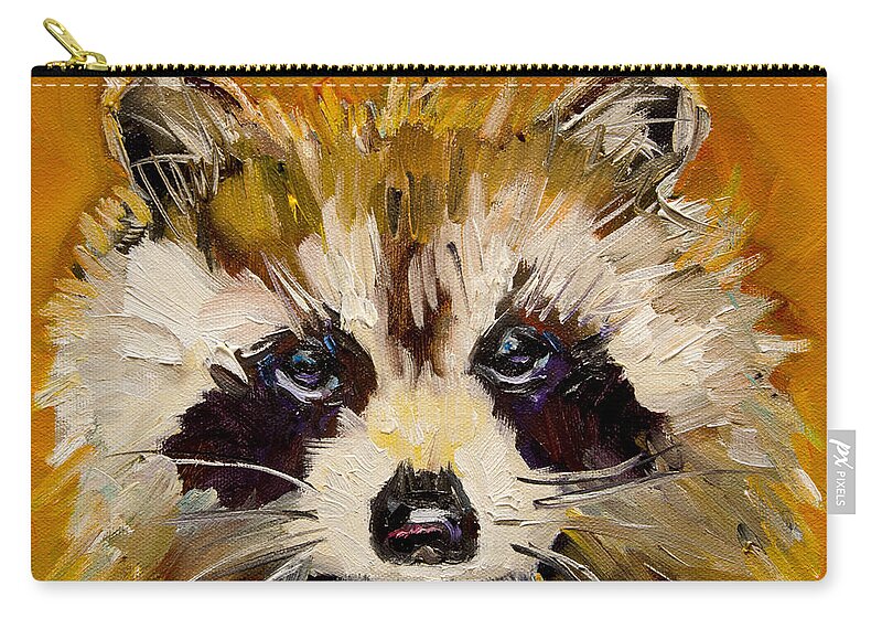 Racoon Zip Pouch featuring the painting WOODLAND Racoon by Diane Whitehead