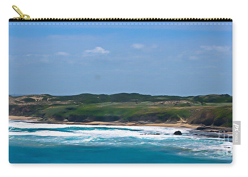 Blair Stuart Zip Pouch featuring the digital art Woolami Surf Beach by Blair Stuart