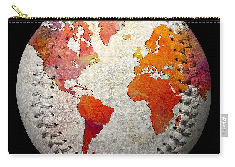Baseball Zip Pouch featuring the digital art World Map - Rainbow Passion Baseball Square by Andee Design