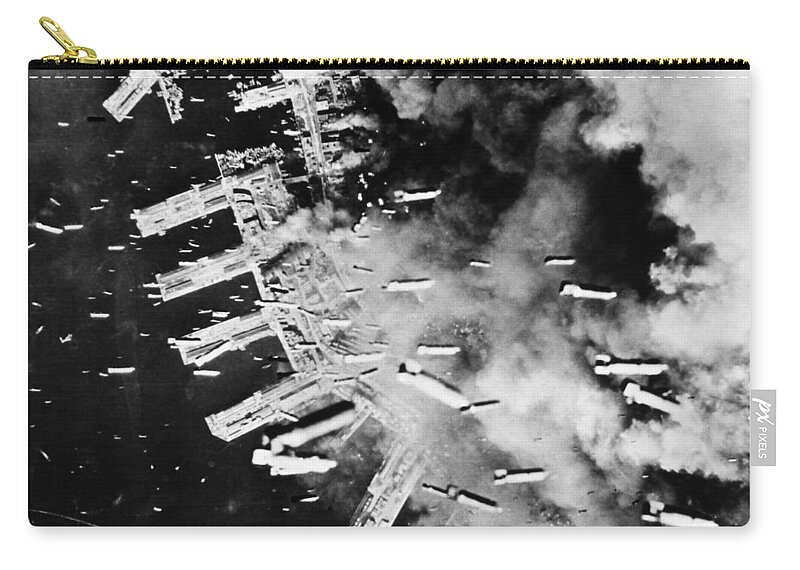 1945 Zip Pouch featuring the photograph World War II: U.s. Air Raid by Granger