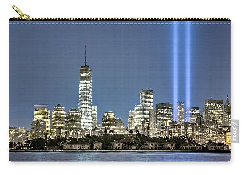 911 Zip Pouch featuring the photograph WTC Tribute In Lights by Susan Candelario