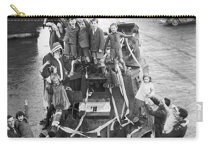1943 Zip Pouch featuring the photograph Wwii Orphans: Christmas by Granger