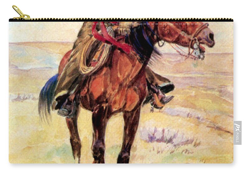 Occupation Zip Pouch featuring the painting Wyoming Cowgirl, 1907 by Science Source