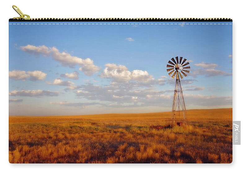 Wyoming Carry-all Pouch featuring the photograph Windmill at Sunset by Amanda Smith