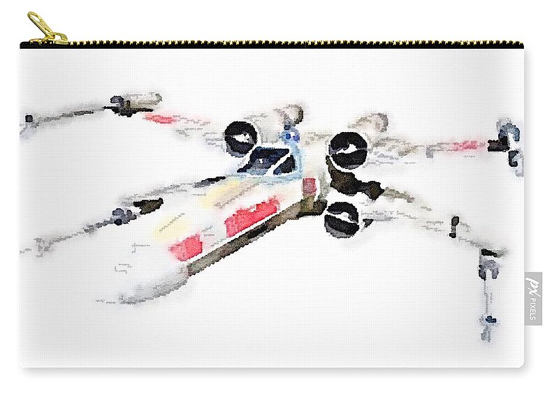 Aquarelle Zip Pouch featuring the painting X-wing by HELGE Art Gallery