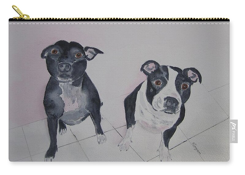 Dogs Zip Pouch featuring the painting Are you looking at me by Elvira Ingram
