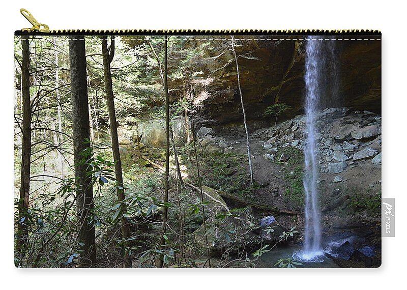 Featured Zip Pouch featuring the photograph Yahoo Falls in Spring by Stacie Siemsen