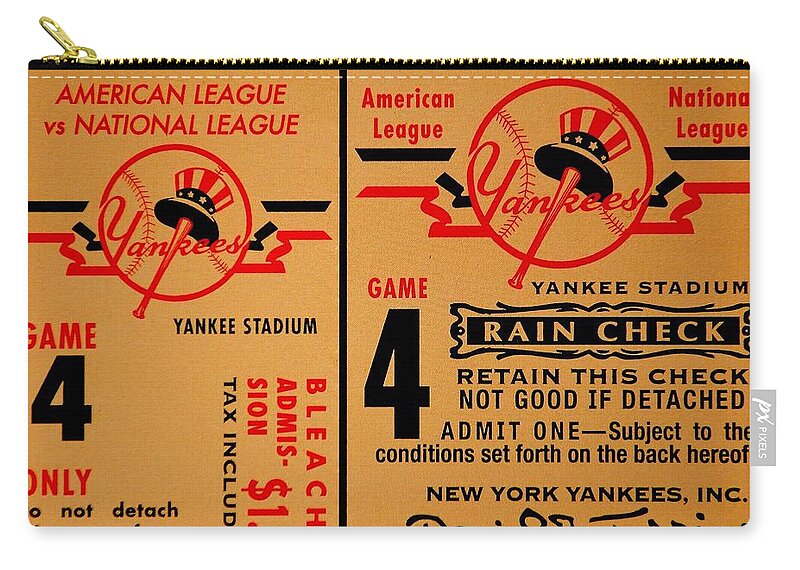 New York Yankees Zip Pouch featuring the photograph Yankees 4th Straight - Vintage by Benjamin Yeager