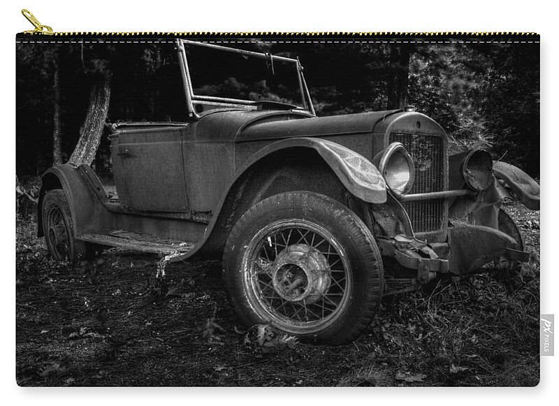 Old Car Zip Pouch featuring the photograph Yard Art From the Side by Thomas Young