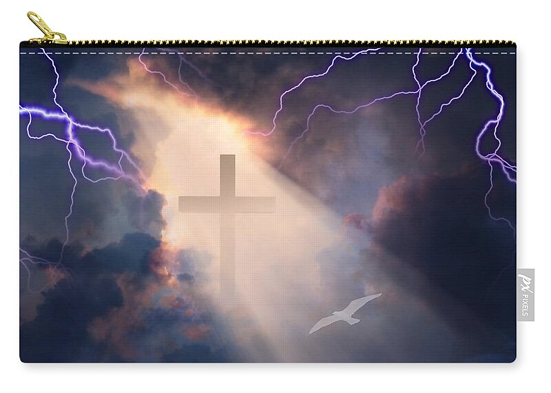 Power Zip Pouch featuring the digital art Yea though I walk by Bruce Rolff