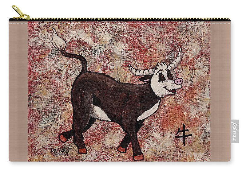 Year Of The Ox Zip Pouch featuring the painting Year Of The OX by Darice Machel McGuire