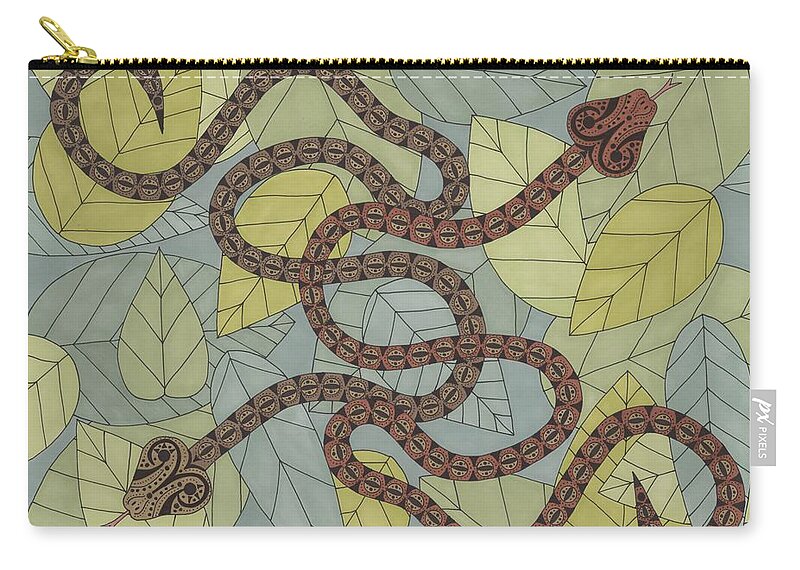 Snake Zip Pouch featuring the drawing Year of the Snake by Pamela Schiermeyer