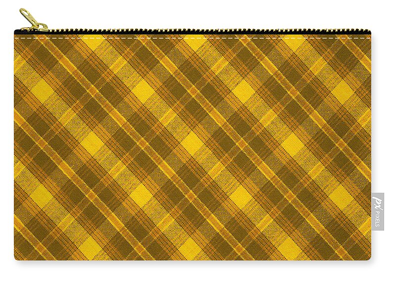Pattern Zip Pouch featuring the photograph Yellow And Brown Diagonal Plaid Pattern Cloth Background by Keith Webber Jr