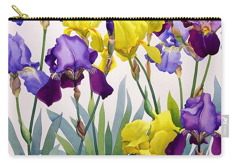 Irises Carry-all Pouch featuring the painting Yellow and Purple Irises by Christopher Ryland