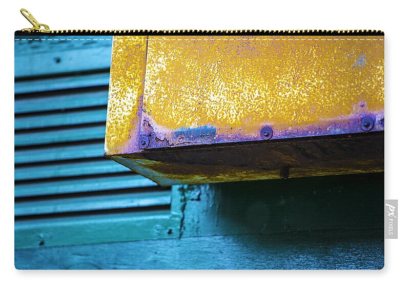  Zip Pouch featuring the photograph Yellow-Blue Abstract by Raymond Kunst