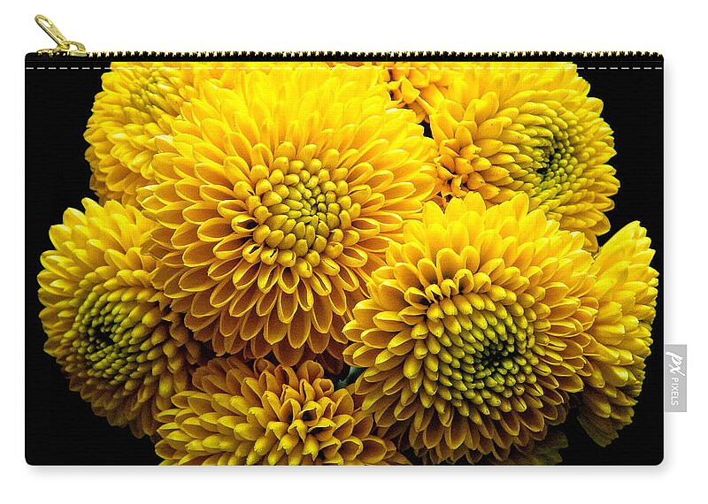 Flowers Zip Pouch featuring the photograph Yellow Chrysanthemum II Still Life Flower Art Poster by Lily Malor
