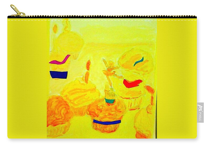 Yellow Cupcakes Carry-all Pouch featuring the painting Yellow Cupcakes by Suzanne Berthier