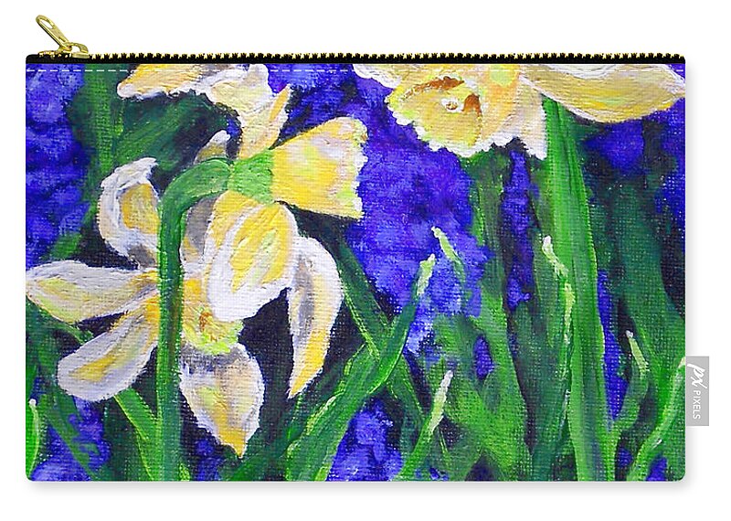 Flowers Zip Pouch featuring the painting Yellow Daffs by Jamie Frier