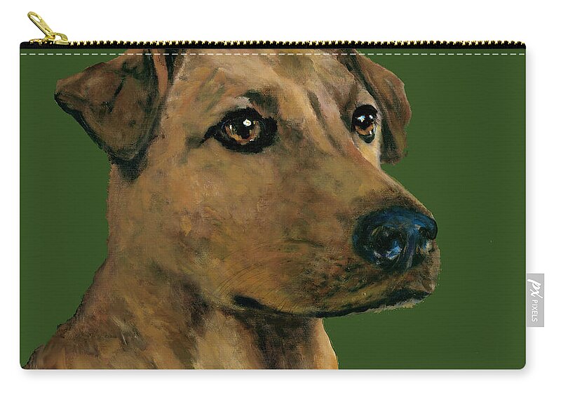 Dog Zip Pouch featuring the painting Yellow Lab Mix by Dale Moses