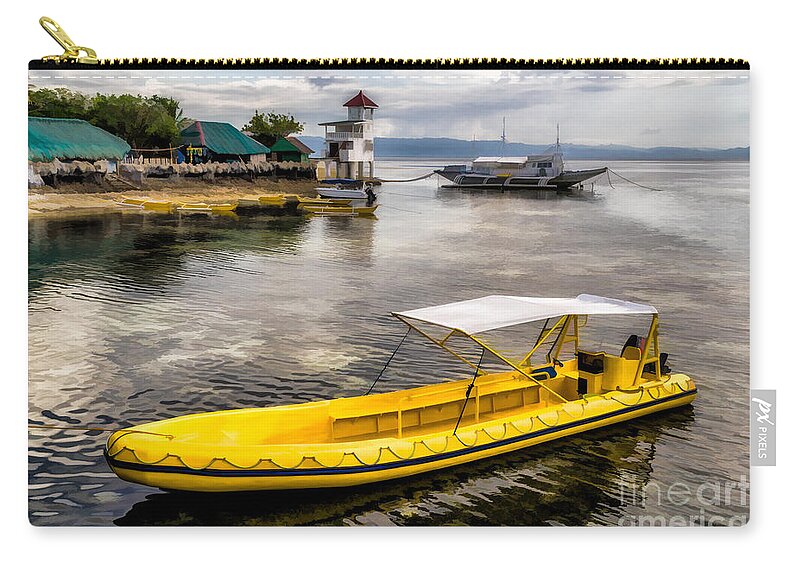 Yellow Boat Zip Pouch featuring the photograph Yellow Tour Boat by Adrian Evans