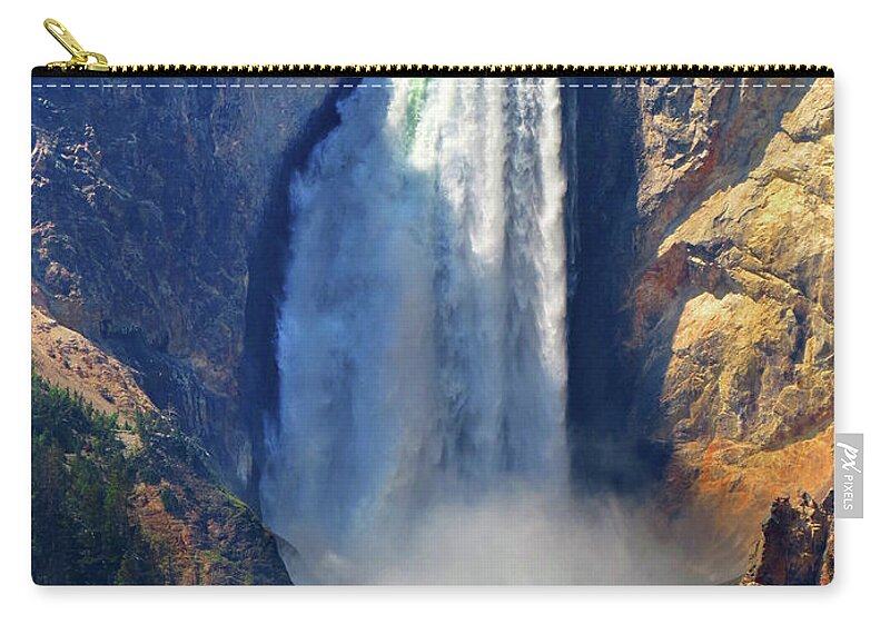 Montana Zip Pouch featuring the photograph Yellowstone Falls by Photo By Bill Birtwhistle