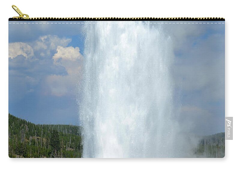 Yellowstone National Park Zip Pouch featuring the photograph Yellowstone Old Faithful Geyser Errupting by Debra Thompson