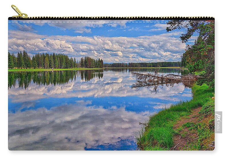Yellowstone Zip Pouch featuring the photograph Yellowstone River Reflections by Greg Norrell