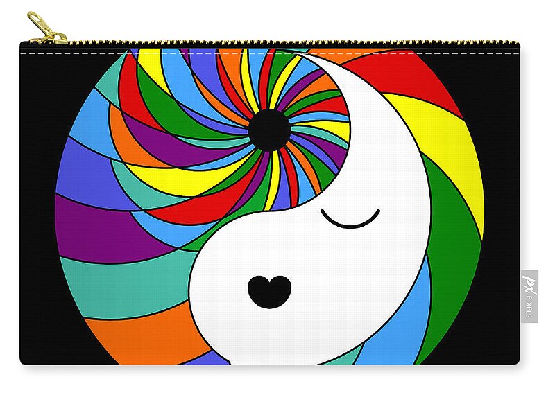 Colorful Zip Pouch featuring the digital art Yin Yang Crown 1 by Randall J Henrie