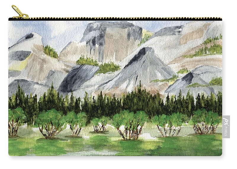 Watercolor Zip Pouch featuring the painting Yosemite 1 by Jamie Frier