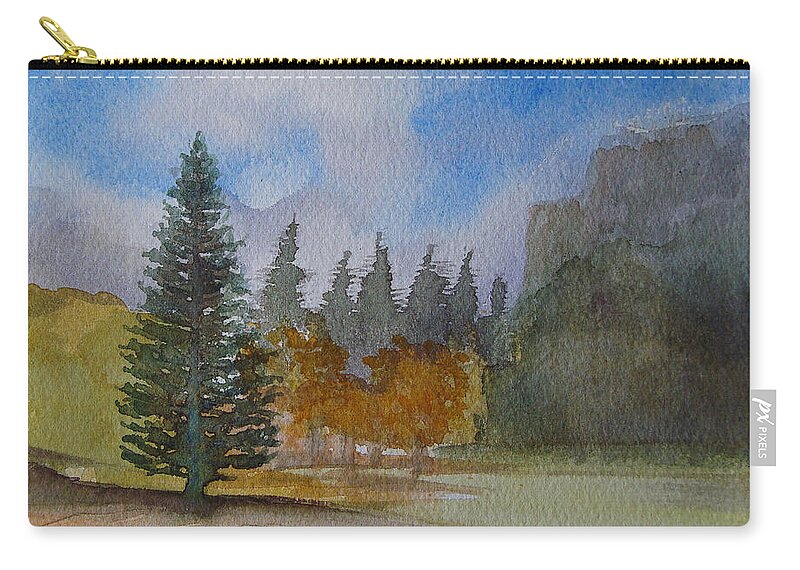 Scenery Zip Pouch featuring the painting Yosemite Sky by Karen Coggeshall