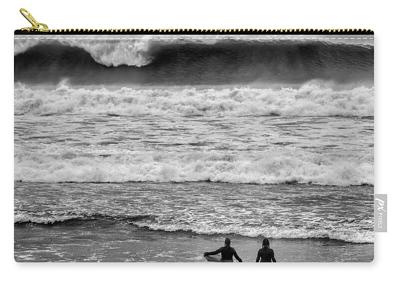 Surf Carry-all Pouch featuring the photograph You go first by Nigel R Bell