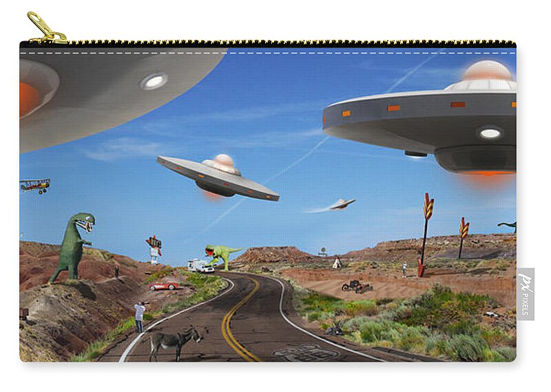 Surrealism Zip Pouch featuring the photograph You Never Know . . . Panoramic by Mike McGlothlen