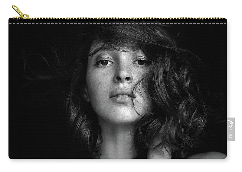 Cool Attitude Zip Pouch featuring the photograph Young Beautiful Woman by Coffeeandmilk