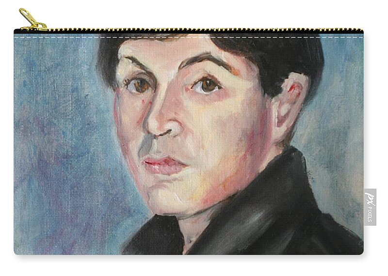 Paul Mccartney Zip Pouch featuring the painting Young Paul McCartney by Melinda Saminski