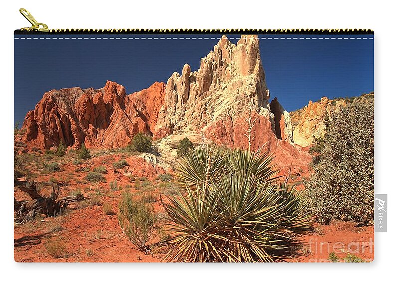 Cottonwood Road Zip Pouch featuring the photograph Yucca Badlands And Colors by Adam Jewell