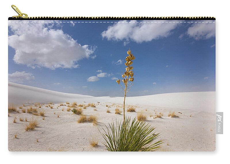 00559170 Zip Pouch featuring the photograph Yucca Growing On Dune In White Sands N by 