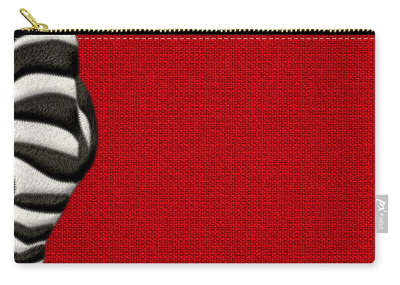 'beasts Creatures And Critters' Collection By Serge Averbukh Zip Pouch featuring the digital art Zebra Furry Bottom on Red by Serge Averbukh