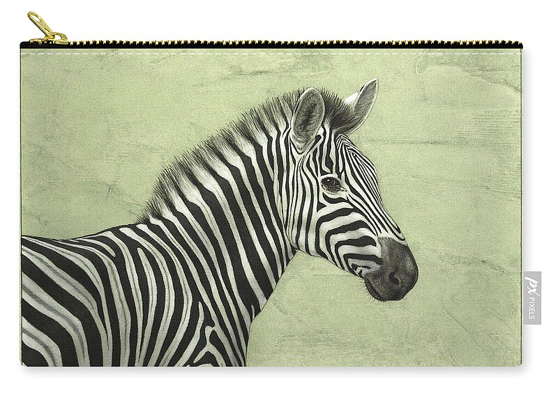 Zebra Zip Pouch featuring the painting Zebra by James W Johnson