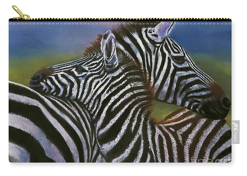 Zebras Zip Pouch featuring the painting Zebras In Love Giclee Print by William Cain