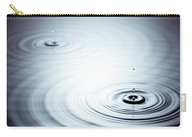 Concepts & Topics Zip Pouch featuring the photograph Zen Drop - Water Wave Abstract Bizarre by Thomasvogel